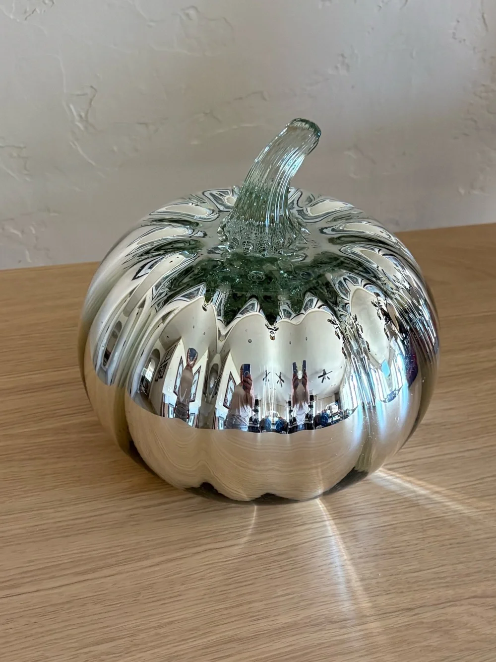 Pottery Barn Handblown Reflective Silver Mercury Glass Pumpkin Large Size NWT